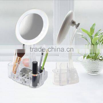 Makeup Mirror with organizer LED lighted desktop cosmetic mirror                        
                                                Quality Choice