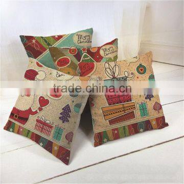 Christmas design custom office seat plain natural linen sublimation cushion cover