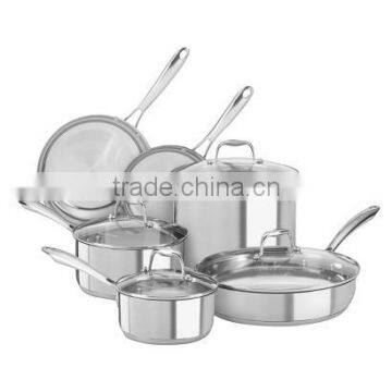 10pcs jiangmen stainless steel cookware set,steel casting handle cookware