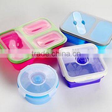 4pcs collapsible mircoware safe high quality round food storage set ,silicone fresh container set,picnic silicone box set