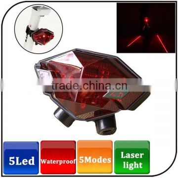 High quality intellisense brake 5 modes waterproof 5led bike rear light bicycle laser light