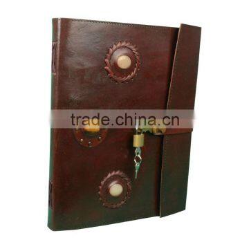 Leather Journal Leather Diary Lockable Journal with 3 Healing Stones & Lock