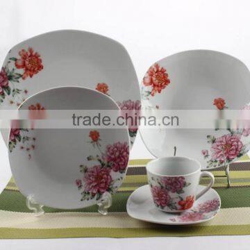 Wholesale 20 pcs ceramic square dinner set/Fine porcelain dinner set /tableware /dinnerware set/cutlery set/flatware