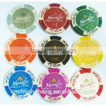 14g China professional wholesale custom premium superior quality wheat clay pattern roulette poker game chips