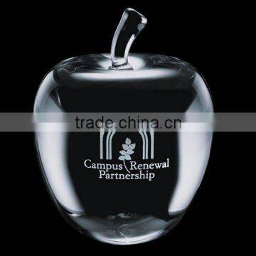 crystal gifts 3D laser crystal paper weight with apple shape                        
                                                Quality Choice