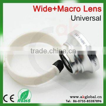 Hot selling high quality 0.67X Wide angle macro clip lens 2 in 1 for cellphone