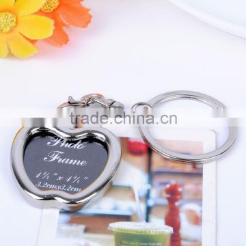 high quality date gift acrylic photo frame apple shaped stainless steel key ring/keychain