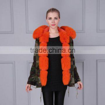 Pink real pink fox fur parka,remove ladies pink fur for wholesale,fur hood down oversized fur trim pink parka