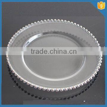 LXHY-P021 Wedding Gold Silver Glass Beaded Charger Plates photo-2