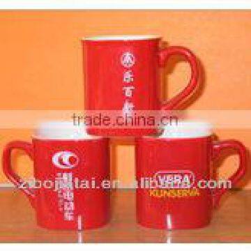 Red Glazed Ceramic Square Promotional Mug