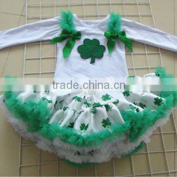 On Sale !! Saint Patrick's Day shamrock skirt top set,clovers skirt with top