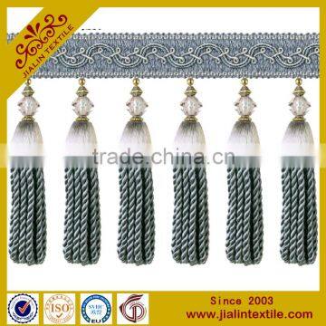 Fringes wholesalers curtain tassel fringe with rayon fabric acrylic bead for home decor