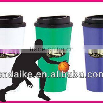 2013 hot 16oz double wall plastic mug