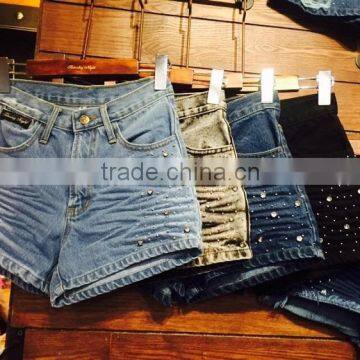 OEM $ ODM summer jeans wholesale price and cool ladies jeans top design