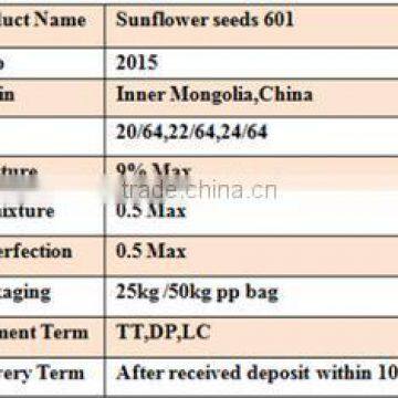 Cheap 2015 Sunflower Seed 601, 260-270/100g for Sale photo-4