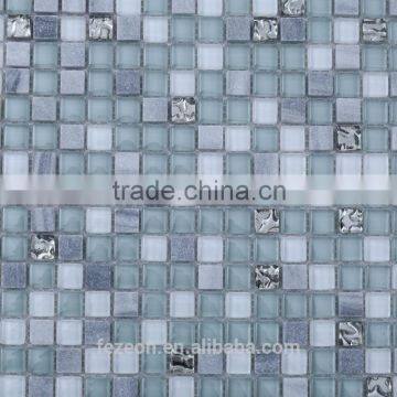 Square Shape Stone Mosaic Mix Crystal Glass Mosaic