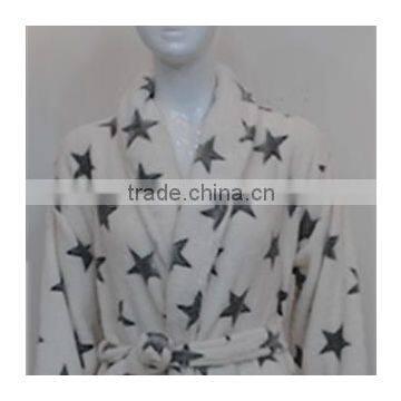 Printed Star Garments Coral Fleece Microfiber Bathrobe Home Sleepwear