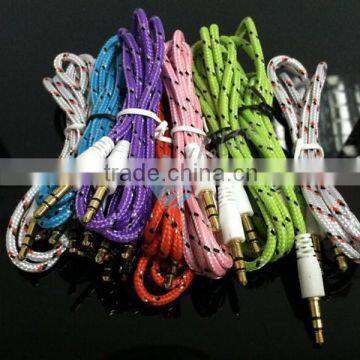 Round Audio Auxiliary Cable 3.5mm Braided Stereo Cable