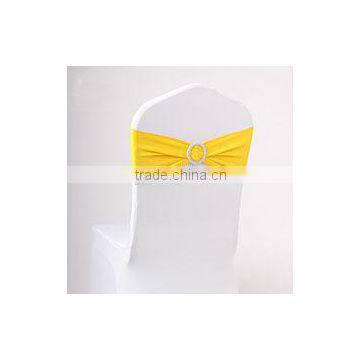 Factory Direct Spandex Lycra Yellow Chair Cover Band With Round Rhinestone Buckle