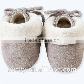 2014 Newest Soft Sole Warm Leather Newborn Baby Shoes With Lace