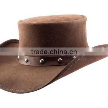 Cowboy hat in Suede Leather TOPPER "Steampunk" TOP HAT