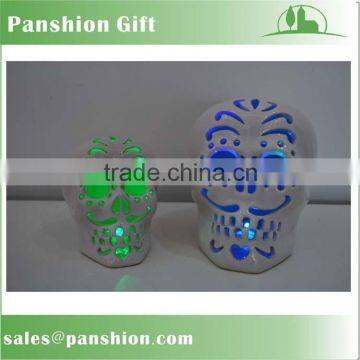 Lighting ceramic skull decoration for halloween