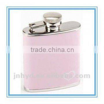 stainless steel ladies hip flask with colorful leather