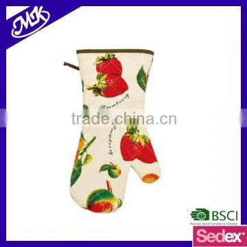 Fruit printed fabric kitchen gloves bbq oven mitt