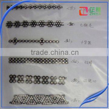 trimmings gold rhinestone wholesale hat bands Self-Adhesive eyelet knitting lace