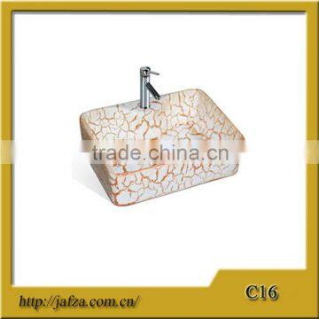 C16 Artistic basin ceramic bathroom rectangular no hole basin, hand washing basin