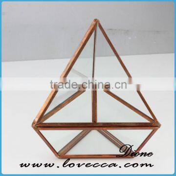 Wholesale Indoor Plant Rose Gold Geometrical Glass Terrarium With Metal Frame photo-5