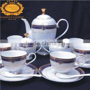 Embossed gold porcelain tea set of 23 PCS