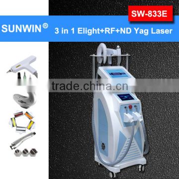 3in 1 2 touch screen 2016 CE approval high quality tattoo removal elight rf nd yag laser multifunction beauty machine