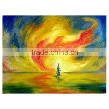 Thick painted knife colourful sky painting