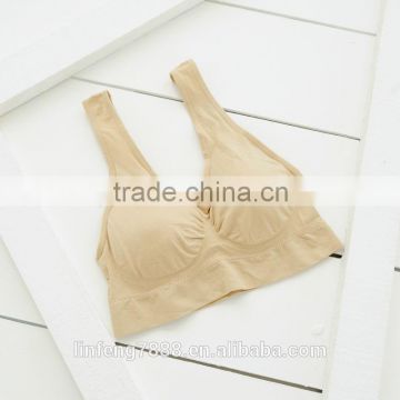 fashion and hot girl sport seamless yoga sports seamless tube bra nude