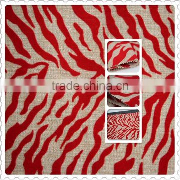 Fashion design red pattern China Textile Polyester linen flocked Dri Fit fabric