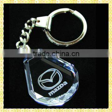 New Designed 3D Laser Crystal Keychain With Light For Wedding Souvenirs