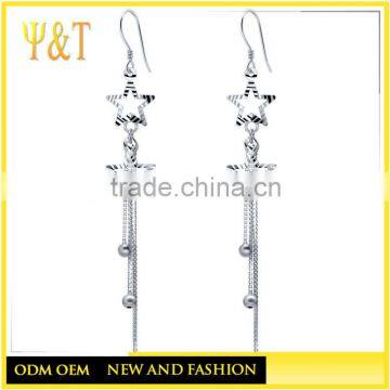 Handmade fashion 925 Sterling Silver Hollow heart start drop dangle earrings for party wedding anniversary (AE-043)