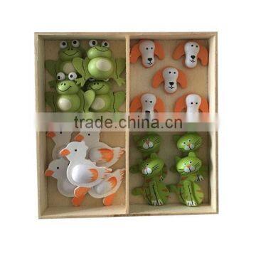 Wooden frog and cat fridge magnet self adhensive wooden sticker for home or garden decoration