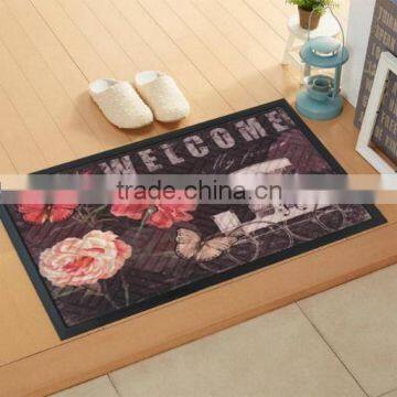 Outdoor Entrance recycled rubber embossed floor mat velour door mat