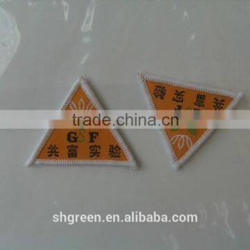 Triangle school cloth badge,merrow border woven badge