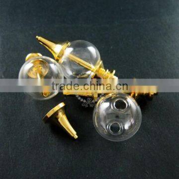 20mm glass ball in gold plated brass vial pendant DIY glass dome bottle charm supplies 1850196