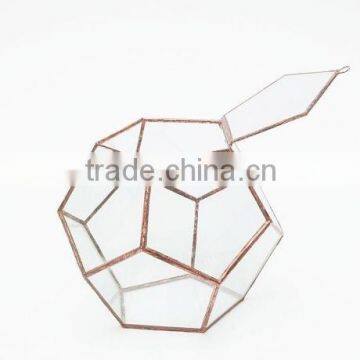 new products geometric style glass bottle terrarium,large glass terrarium Gold color 12 glass terrarium