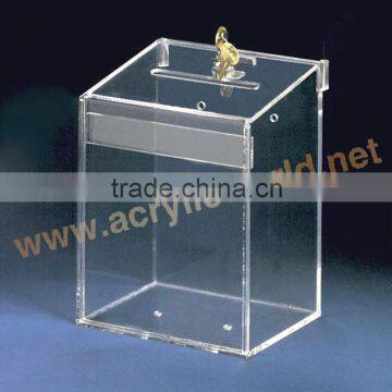 Large Acrylic Ballot Box/Suggestion Box With Brochure Holder Donation Box