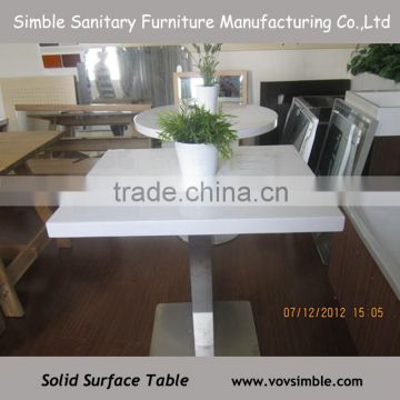 2015 Top quality wholesale solid surface table , acrylic solid surface table top with stainless steel table base