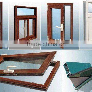 All kinds of double deck glass aluminum alloy wood grain finished windows