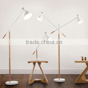 Arm Adjustable Wooden Metal Table And Floor Lamp Set