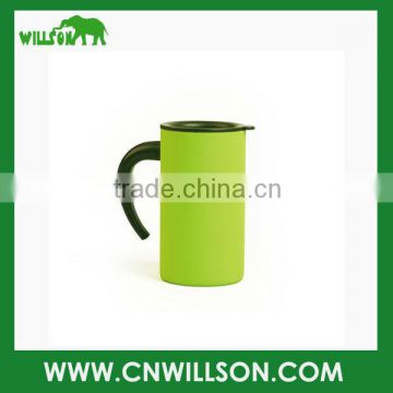 280ml double wall stainless steel coffee mug with lid and handle