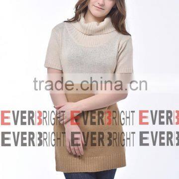 women turtleneck two colour design sweater long pullover