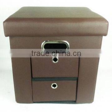 household foldable multipurpose leather storage box with drawer